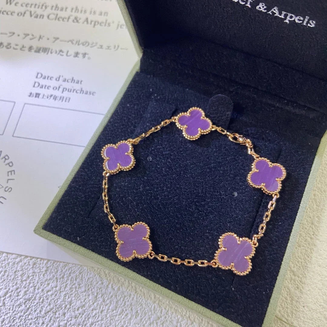 [Avelora]LUCKY CLOVER 5-MOTIF BRACELET - VIOLET COLLECTION