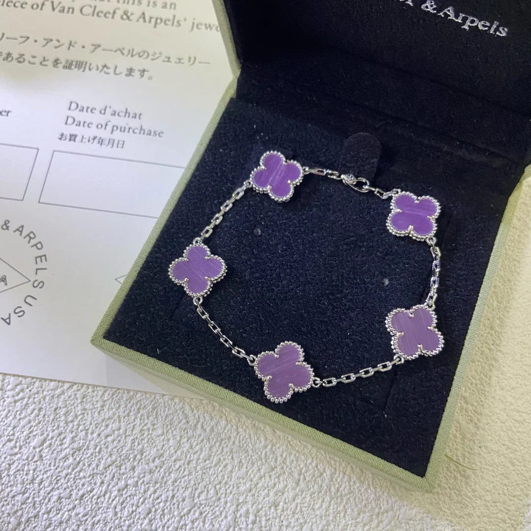 [Avelora]LUCKY CLOVER 5-MOTIF BRACELET - VIOLET COLLECTION