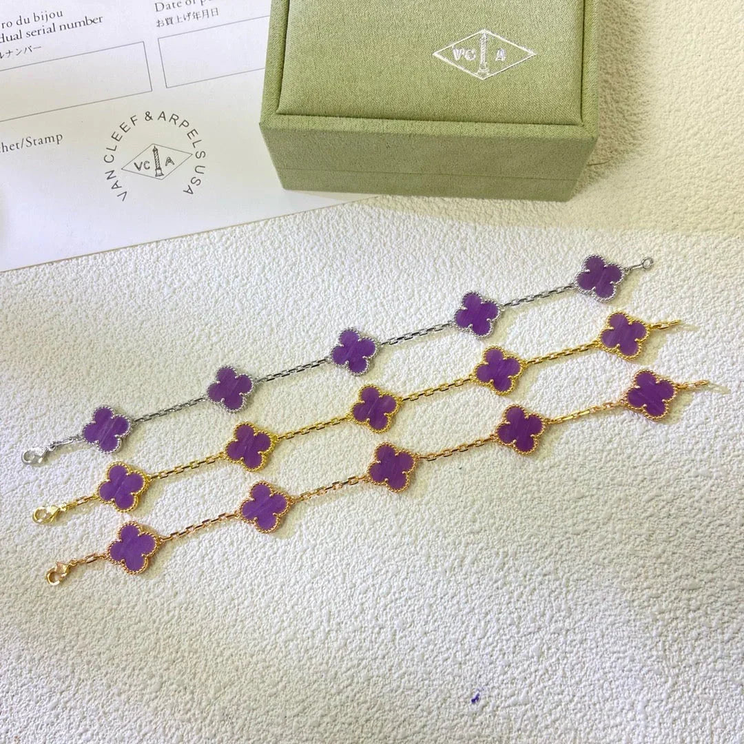 [Avelora]LUCKY CLOVER 5-MOTIF BRACELET - VIOLET COLLECTION