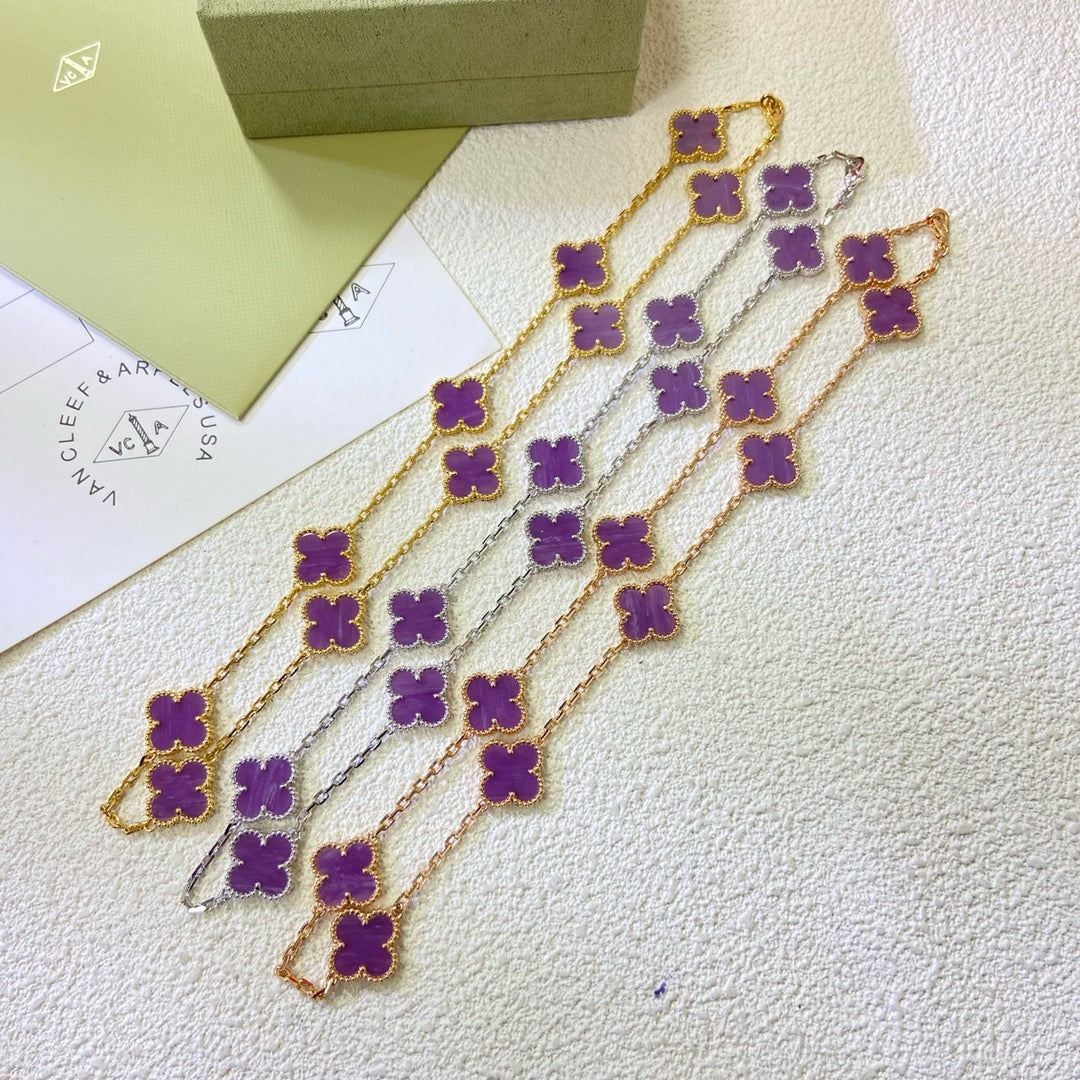 [Avelora Jewelry ]CLOVER 10 MOTIFS  PURPLE VIOLET  NECKLACE