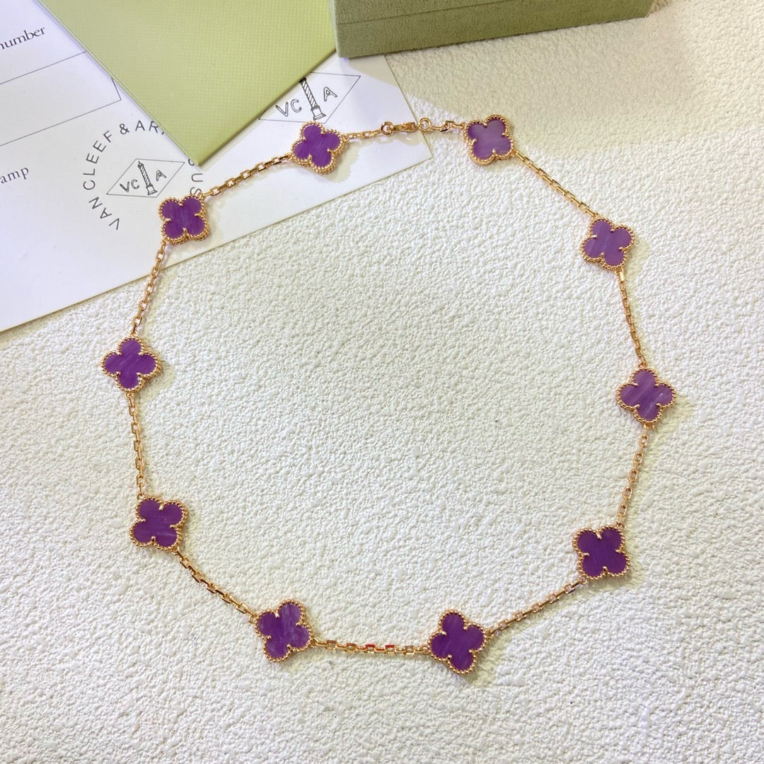 [Avelora Jewelry ]CLOVER 10 MOTIFS  PURPLE VIOLET  NECKLACE