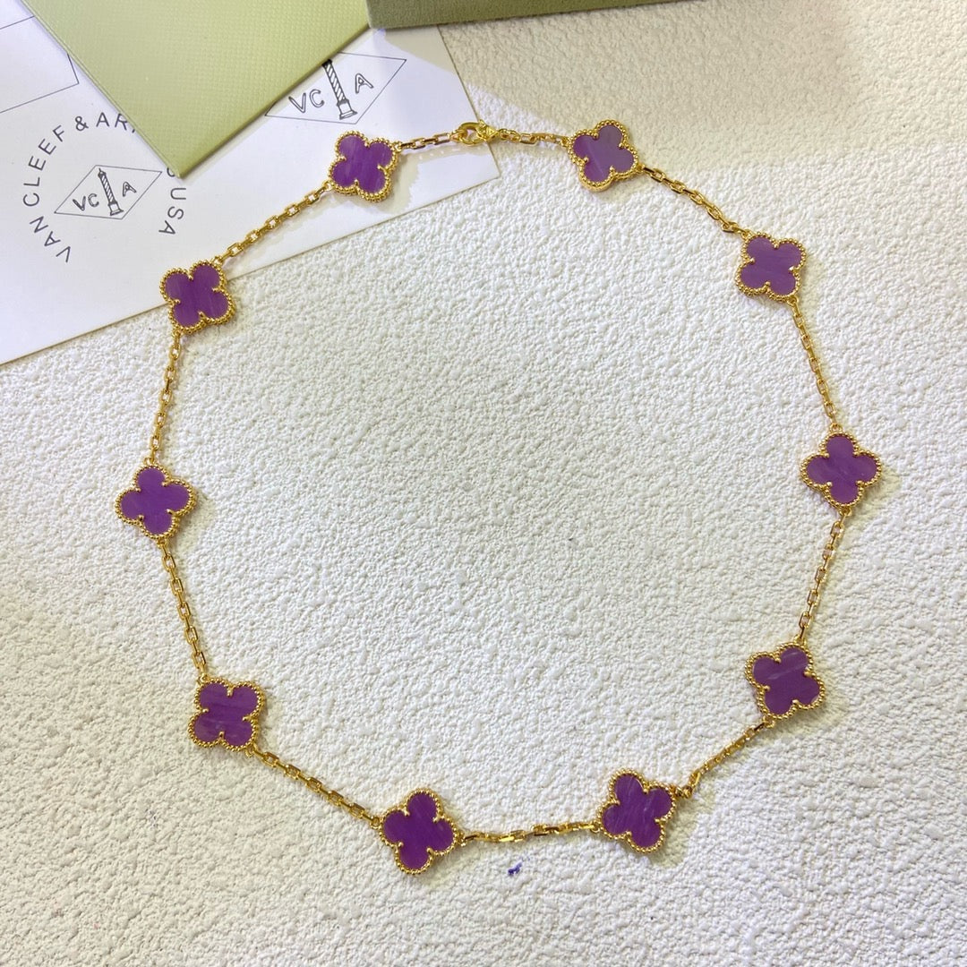 [Avelora Jewelry ]CLOVER 10 MOTIFS  PURPLE VIOLET  NECKLACE