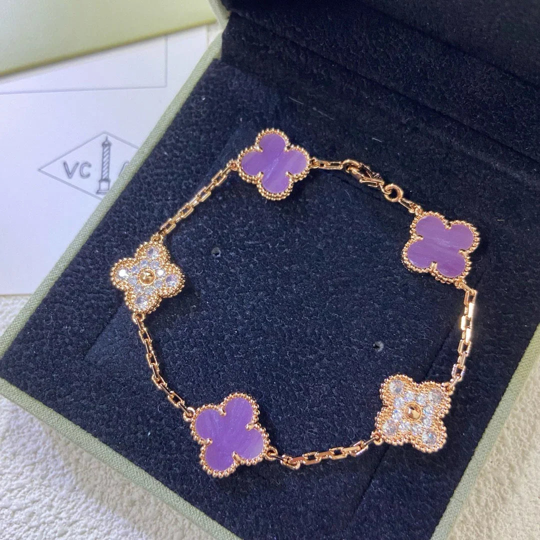 [Avelora]LUCKY CLOVER 5-MOTIF BRACELET - VIOLET COLLECTION