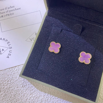 [Avelora Jewelry ]CLOVER MINI 9.5MM  PURPLE VIOLET EARRINGS