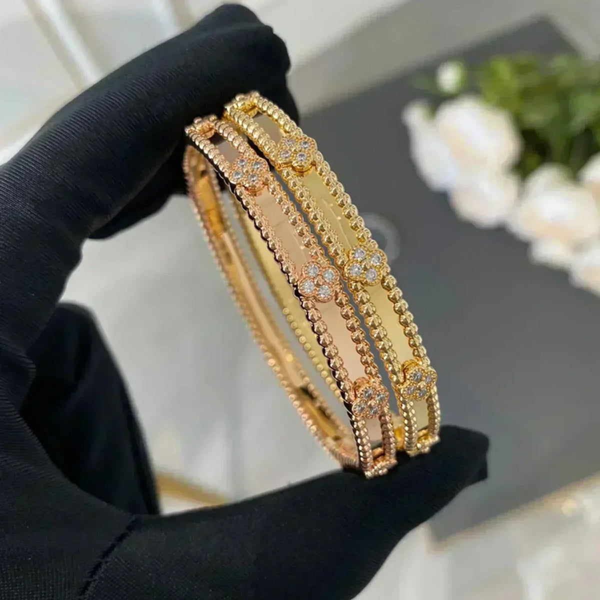 [Avelora Jewelry ]CLOVER BRACELET 4MM DIAMONDS