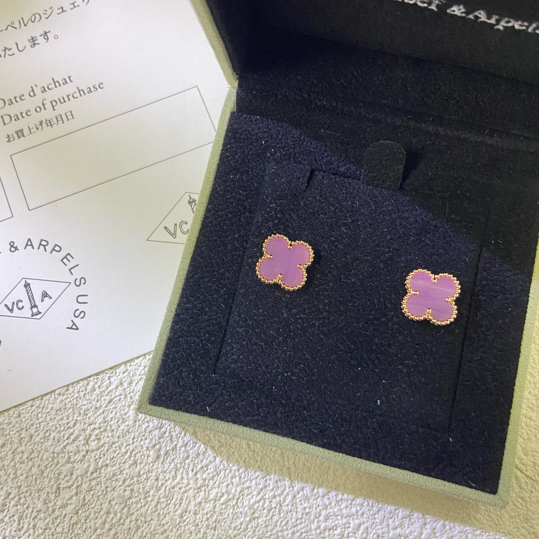 [Avelora Jewelry ]CLOVER MINI 9.5MM  PURPLE VIOLET EARRINGS