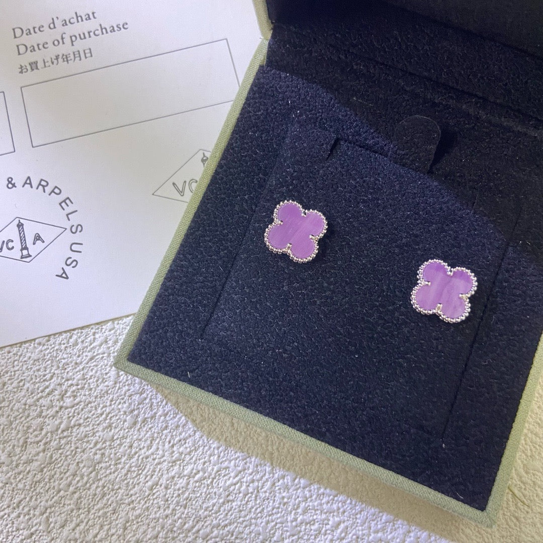 [Avelora Jewelry ]CLOVER MINI 9.5MM  PURPLE VIOLET EARRINGS