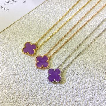 [Avelora Jewelry ]CLOVER 15MM  PURPLE VIOLET NECKLACE