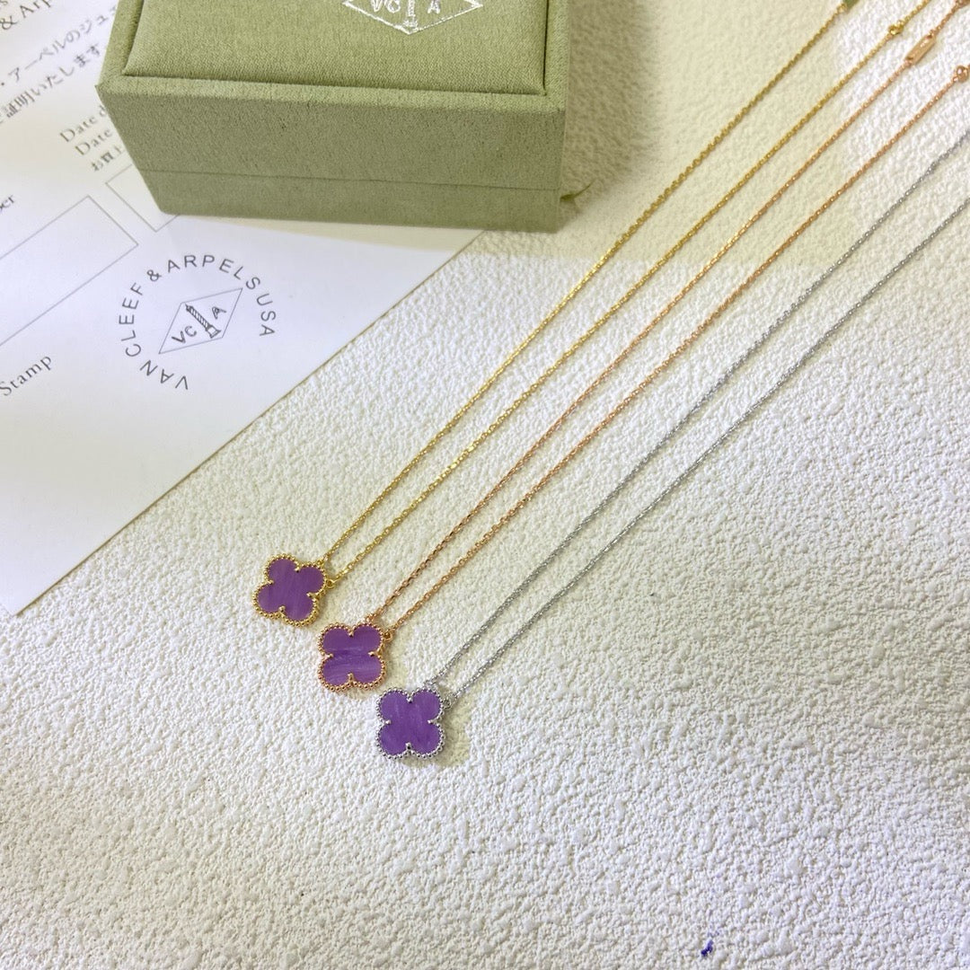 [Avelora Jewelry ]CLOVER 15MM  PURPLE VIOLET NECKLACE