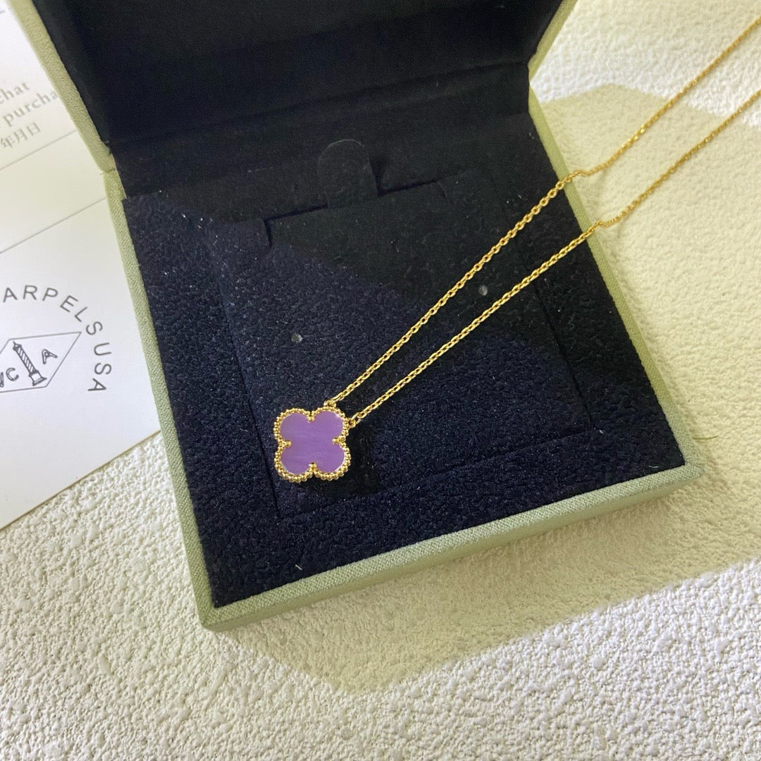 [Avelora Jewelry ]CLOVER 15MM  PURPLE VIOLET NECKLACE