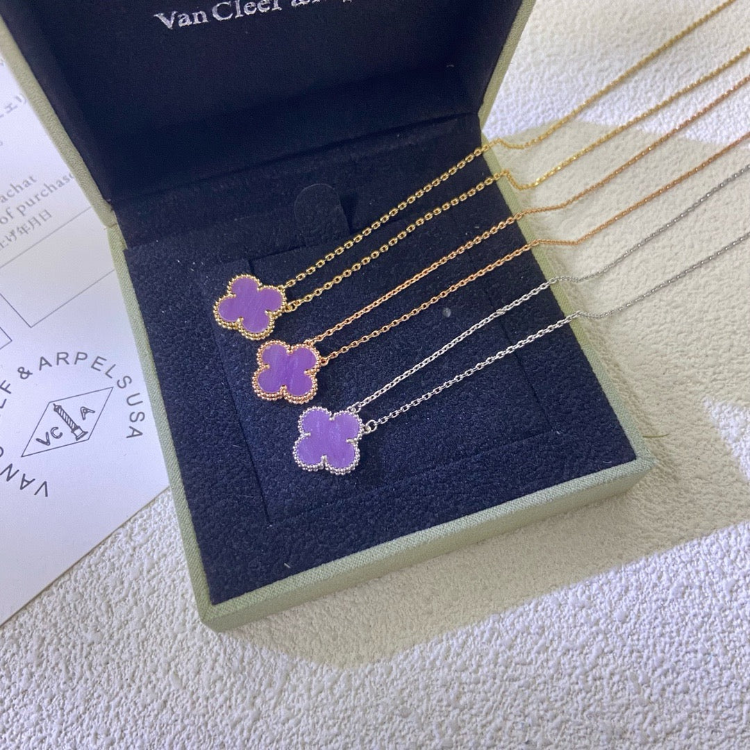 [Avelora Jewelry ]CLOVER 15MM  PURPLE VIOLET NECKLACE