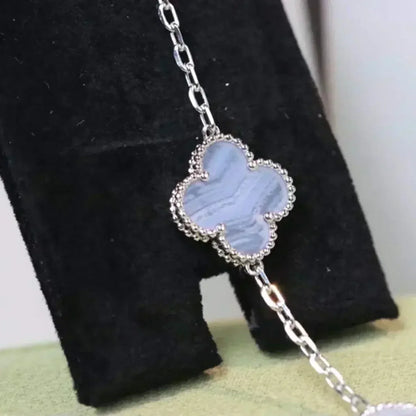 [Avelora]LUCKY CLOVER 5-MOTIF BRACELET - PURPLE CHALCEDONY COLLECTION