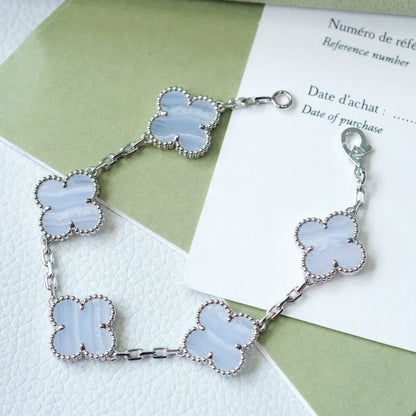 [Avelora]LUCKY CLOVER 5-MOTIF BRACELET - PURPLE CHALCEDONY COLLECTION