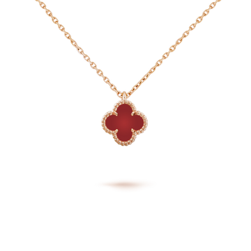 [Avelora Jewelry ]CLOVER MINI 9.5MM WHITE CARNELIANS NECKLACE