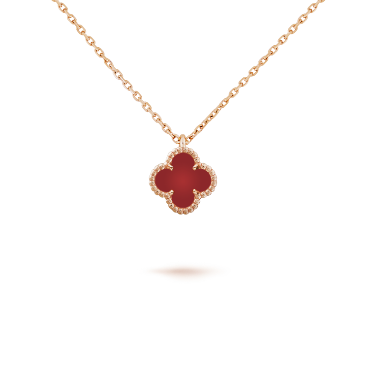 [Avelora Jewelry ]CLOVER MINI 9.5MM WHITE CARNELIANS NECKLACE