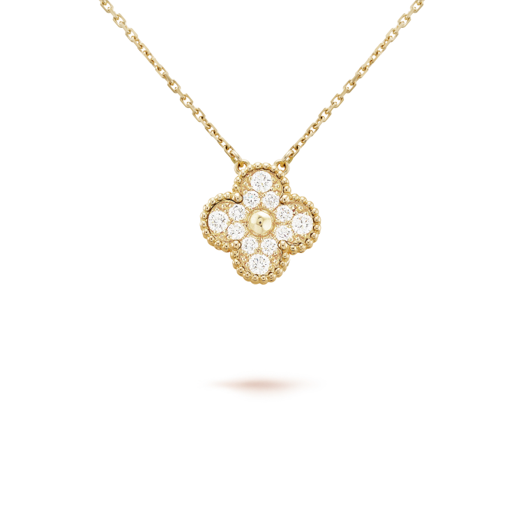 [Avelora Jewelry ]CLOVER 15MM DIAMOND SINGLE FLOWER NECKLACE
