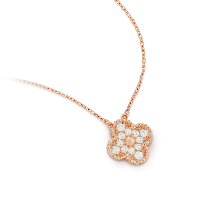 [Avelora Jewelry ]CLOVER 15MM DIAMOND SINGLE FLOWER NECKLACE