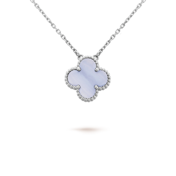 [Avelora Jewelry ]CLOVER 15MM BLUE CHALCEDONY NECKLACE SILVER