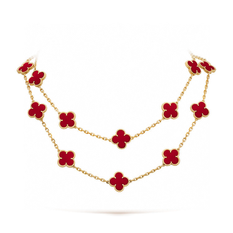 [Avelora Jewelry ]CLOVER 20 MOTIFS CARNELIAN NECKLACE