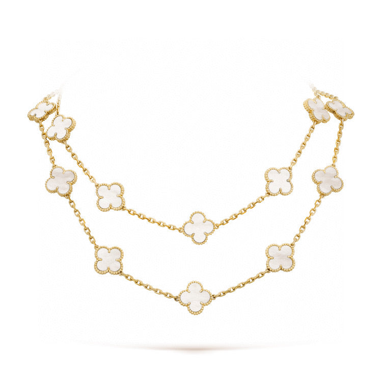 [Avelora Jewelry ]CLOVER 20 MOTIFS WHITE MOP NECKLACE