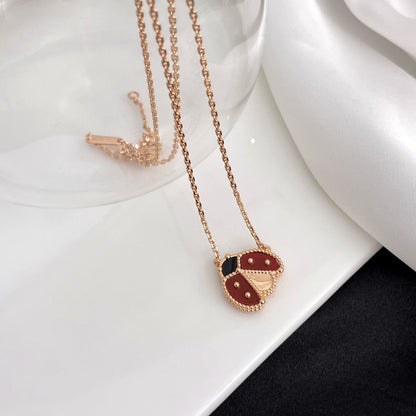 [Avelora]LUCKY CARNELIAN LADYBUG CHARM NECKLACE