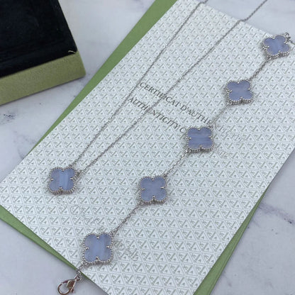 [Avelora]LUCKY CLOVER 5-MOTIF BRACELET - PURPLE CHALCEDONY COLLECTION