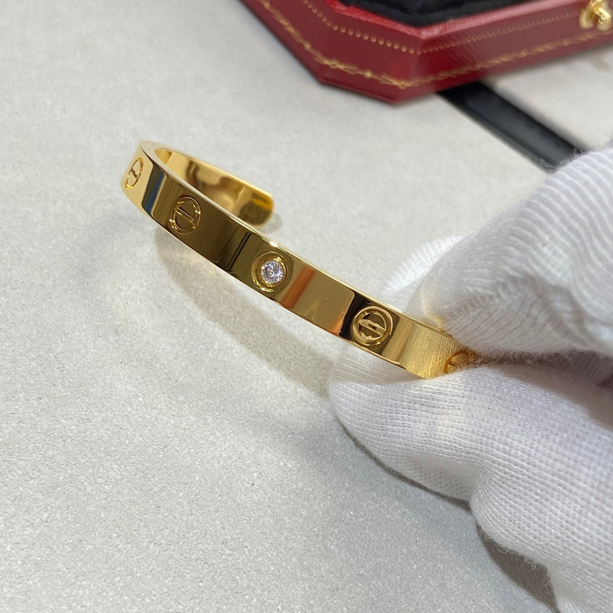 [Avelora Jewelry ]LOVE BRACELET 6.1MM 1 DIAMOND OPEN CUFF