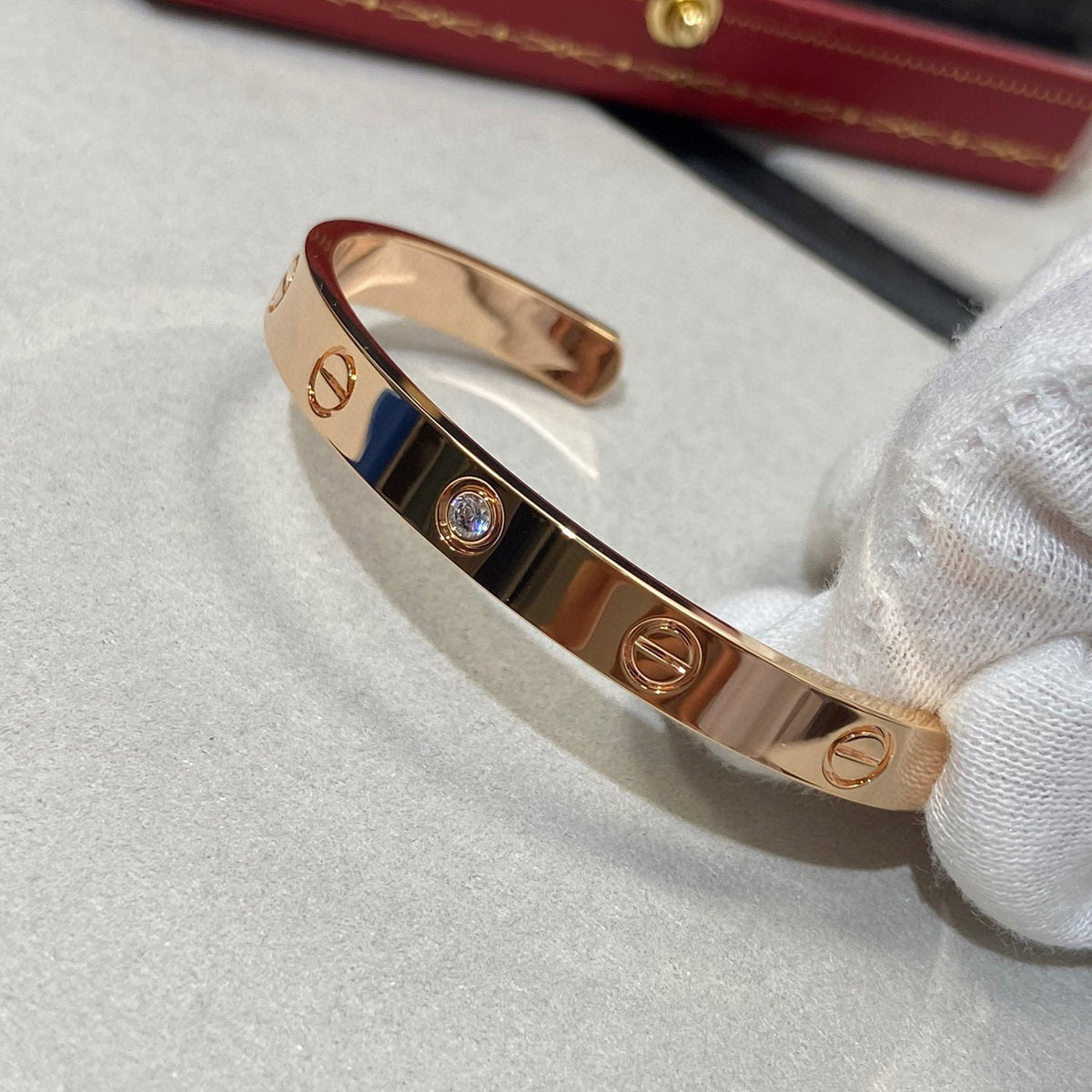 [Avelora Jewelry ]LOVE BRACELET 6.1MM 1 DIAMOND OPEN CUFF