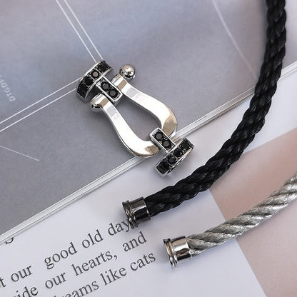 [Avelora]FORCE LARGE HORSESHOE BLACK DIAMOND BRACELET - WHITE GOLD