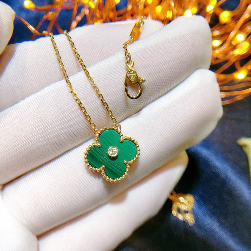 [Avelora Jewelry ]CLOVER 15MM DIAMOND TURQUOISE NECKLACE