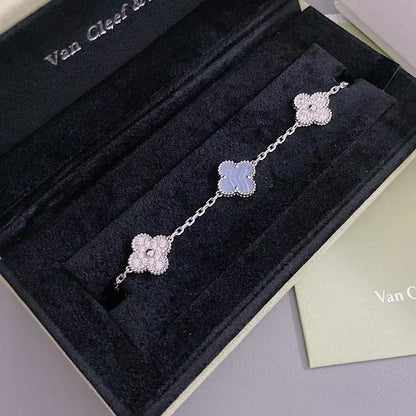 [Avelora]LUCKY CLOVER 5-MOTIF BRACELET - PURPLE CHALCEDONY COLLECTION