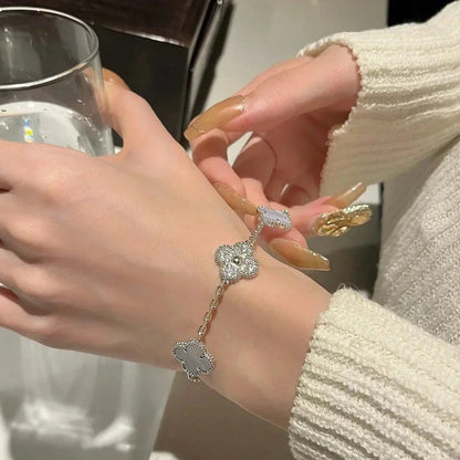 [Avelora]LUCKY CLOVER 5-MOTIF BRACELET - PURPLE CHALCEDONY COLLECTION