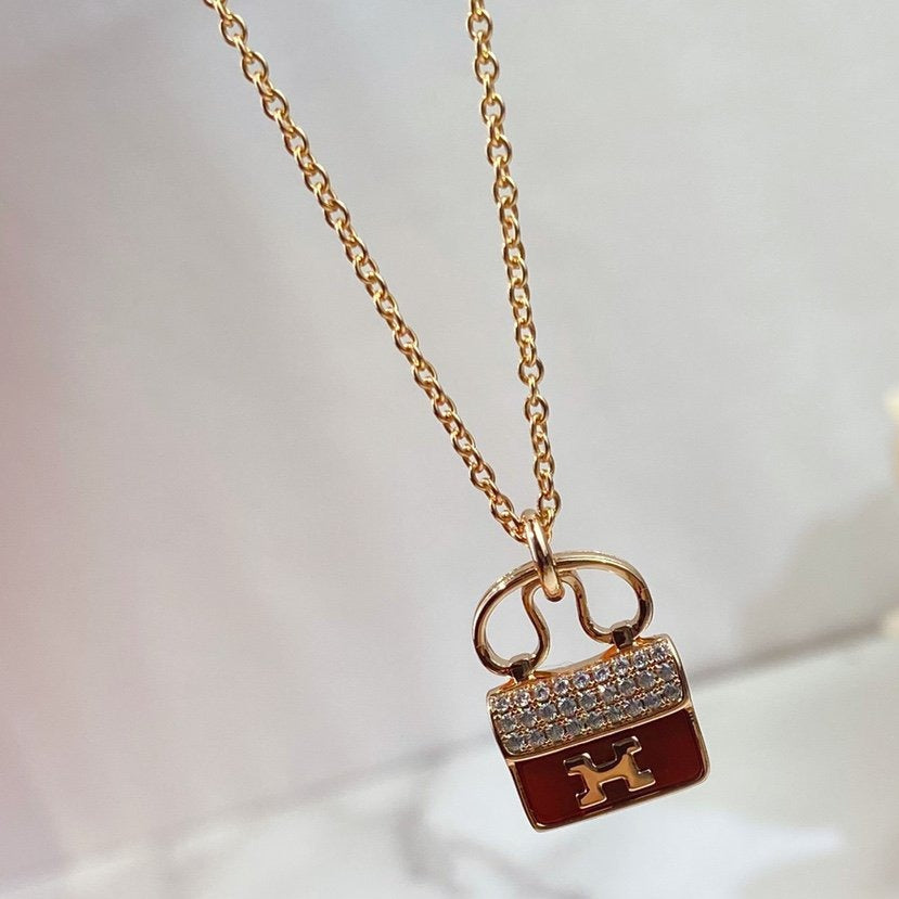 [Avelora]CONSTANCE RED PEDANT ROSE GOLD NECKLACE