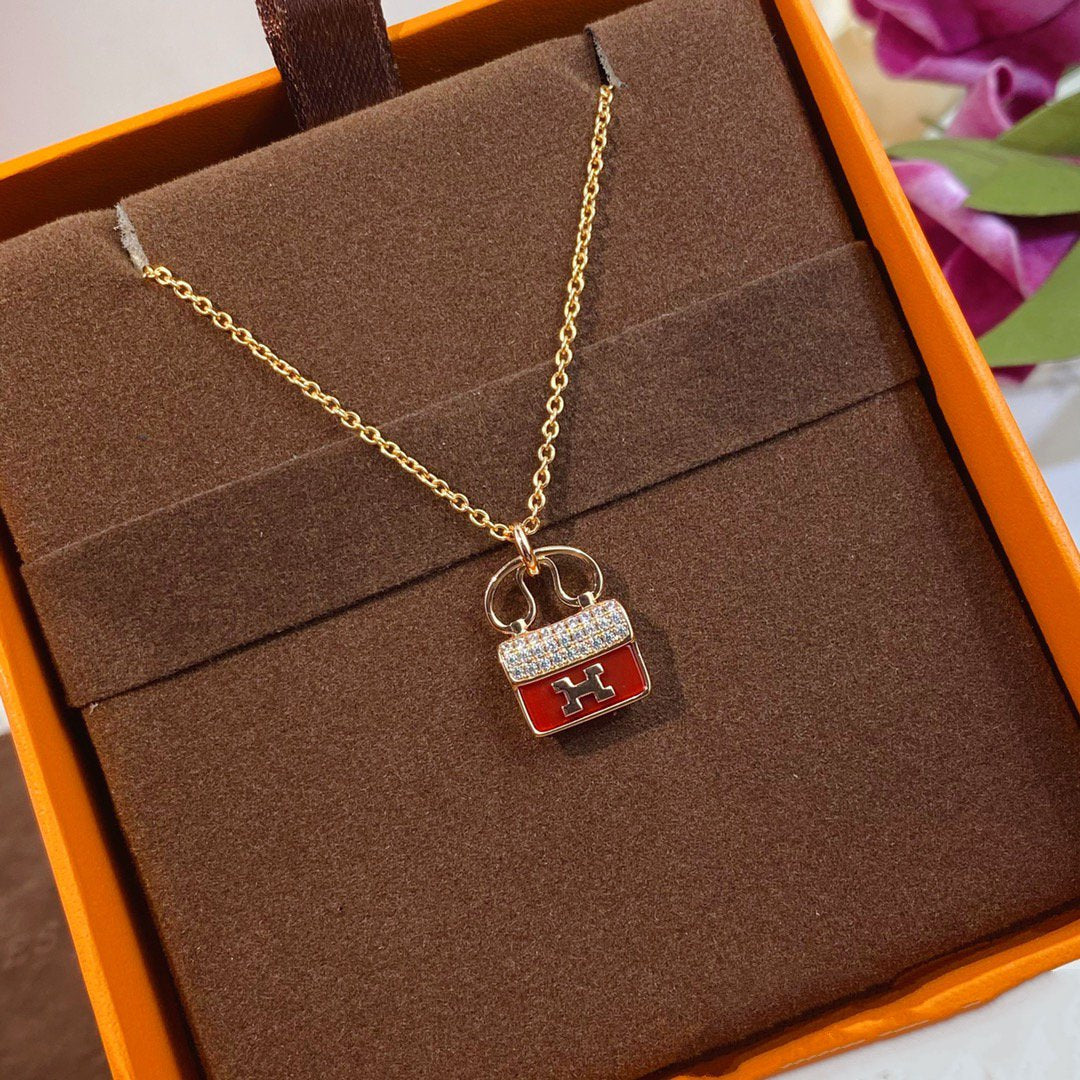 [Avelora]CONSTANCE RED PEDANT ROSE GOLD NECKLACE