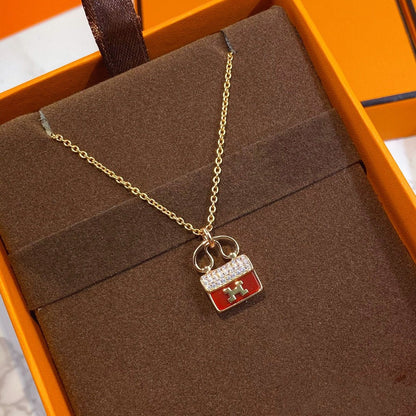 [Avelora]CONSTANCE RED PEDANT ROSE GOLD NECKLACE