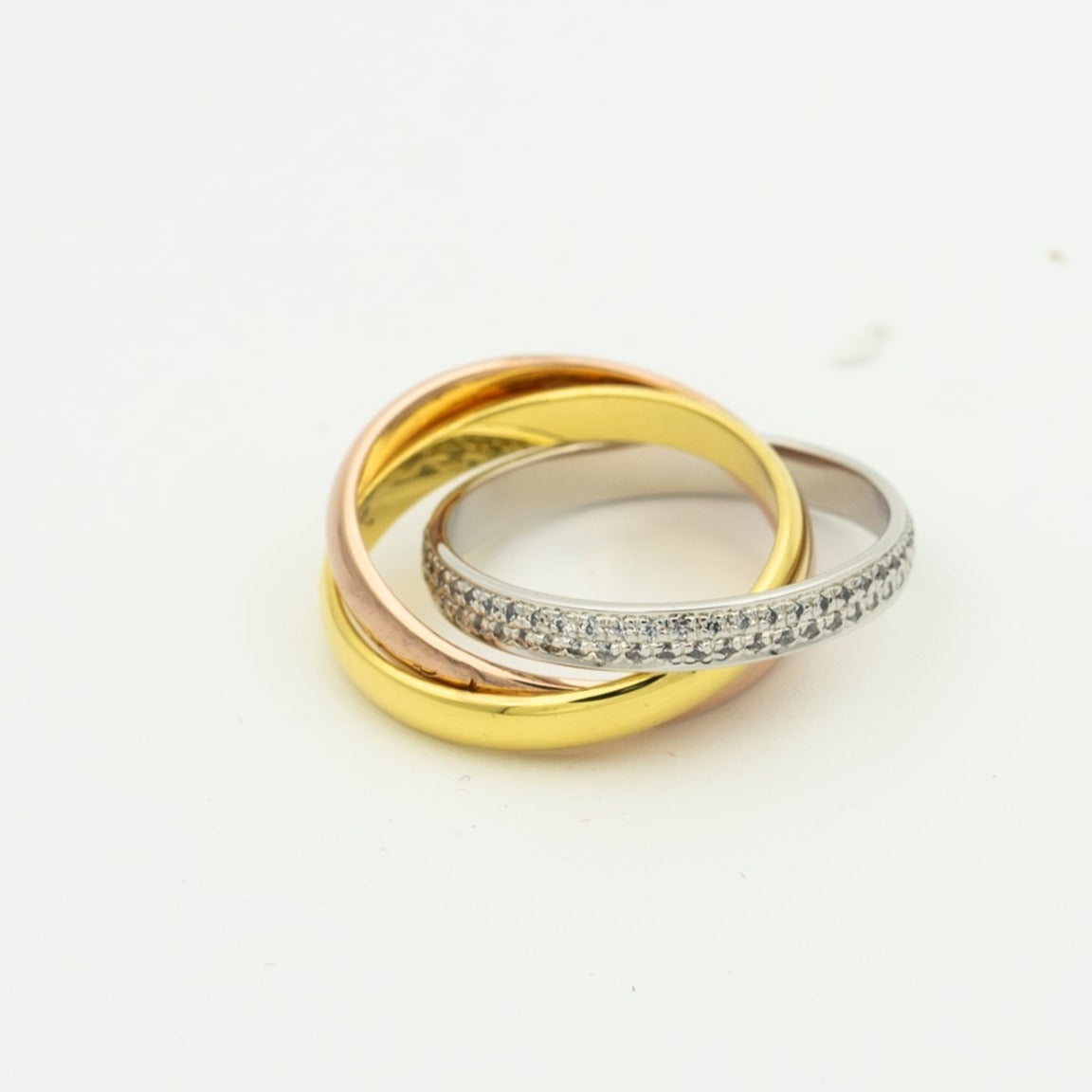 [Avelora Jewelry ]TRINITY RING GOLD PINK GOLD SILVER DIAMONDS