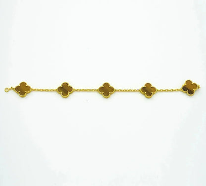 [Avelora]LUCKY CLOVER 5-MOTIF BRACELET -  TIGER’S EYE COLLECTION