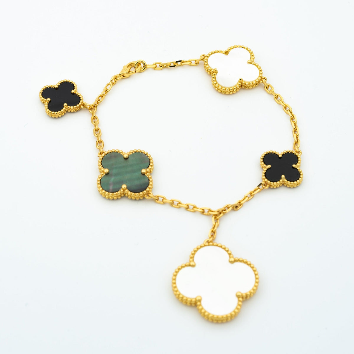 [Avelora Jewelry ]CLOVER BRACELET 5 MOTIFS ONYX MOP
