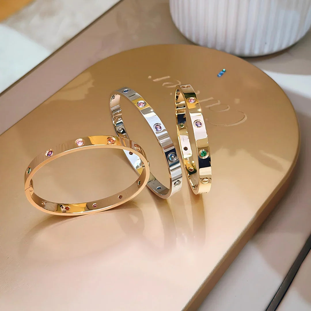 [Avelora jewelry]CLASSIC 6.1MM LOVE BRACELET 10-DIAMOND MULTICOLOR