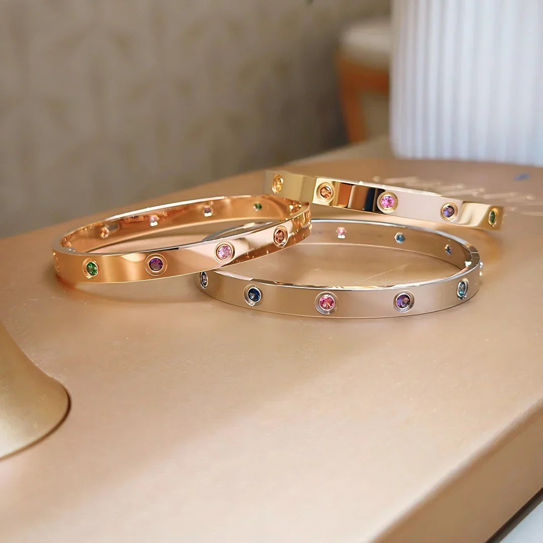 [Avelora jewelry]CLASSIC 6.1MM LOVE BRACELET 10-DIAMOND MULTICOLOR