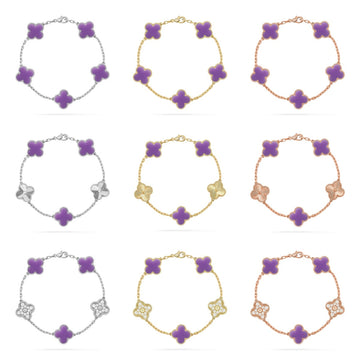 [Avelora Jewelry ]CLOVER 5 MOTIF LIGHT PURPLE BRACELET COLLECTION