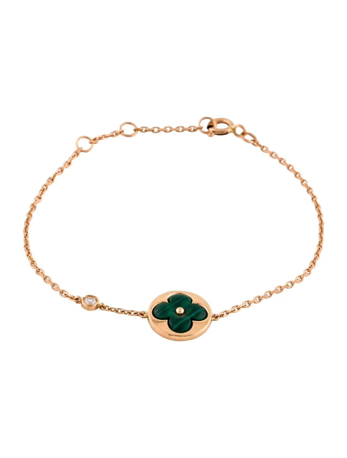 [Avelora]SUN MALACHITE 1 DIAMOND ROSE GOLD BRACELET