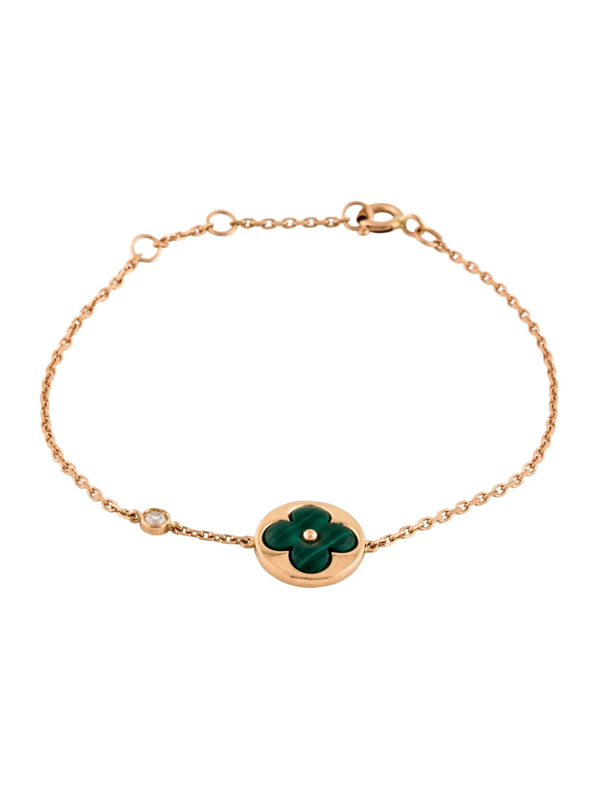 [Avelora Jewelry ]SUN MALACHITE 1 DIAMOND PINK GOLD BRACELET