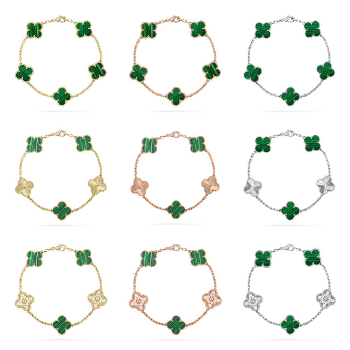 [Avelora Jewelry ] CLOVER 5 MOTIF MALACHITE BRACELET COLLECTION