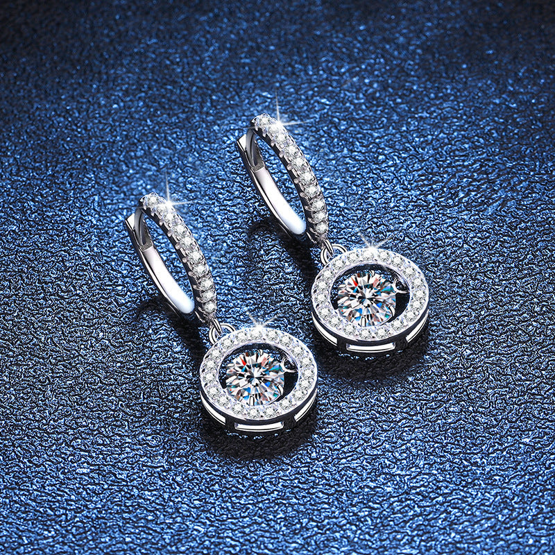 [Avelora]DANCING MOISSANITE HALO DROP HOOP EARRINGS