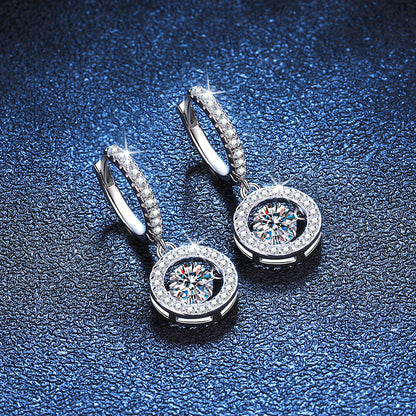 [Avelora]DANCING MOISSANITE HALO DROP HOOP EARRINGS