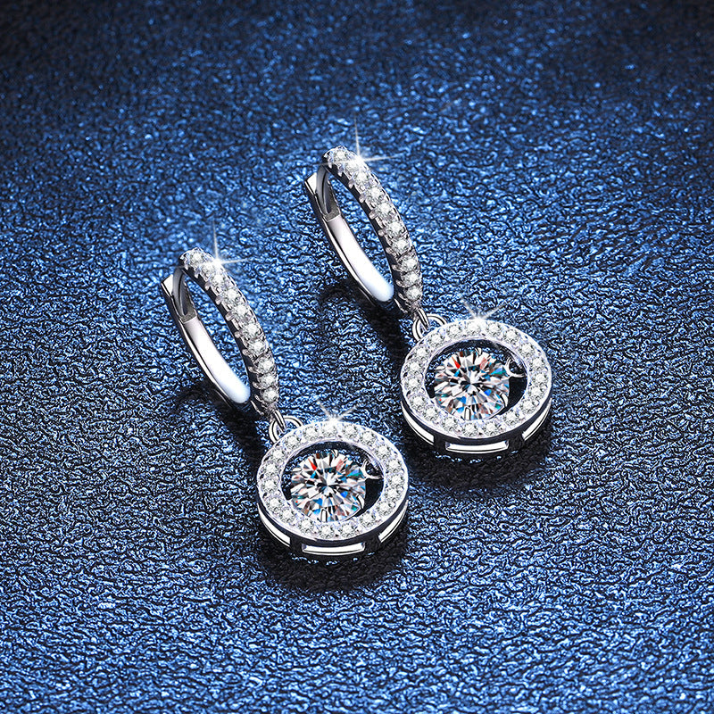 [Avelora]DANCING MOISSANITE HALO DROP HOOP EARRINGS