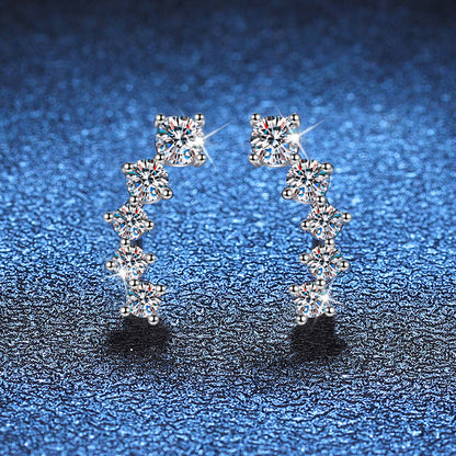 [Avelora]SPARKLING SMILE ARC MOISSANITE STUD EARRINGS