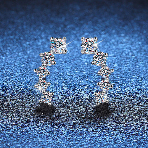 [Avelora]SPARKLING SMILE ARC MOISSANITE STUD EARRINGS