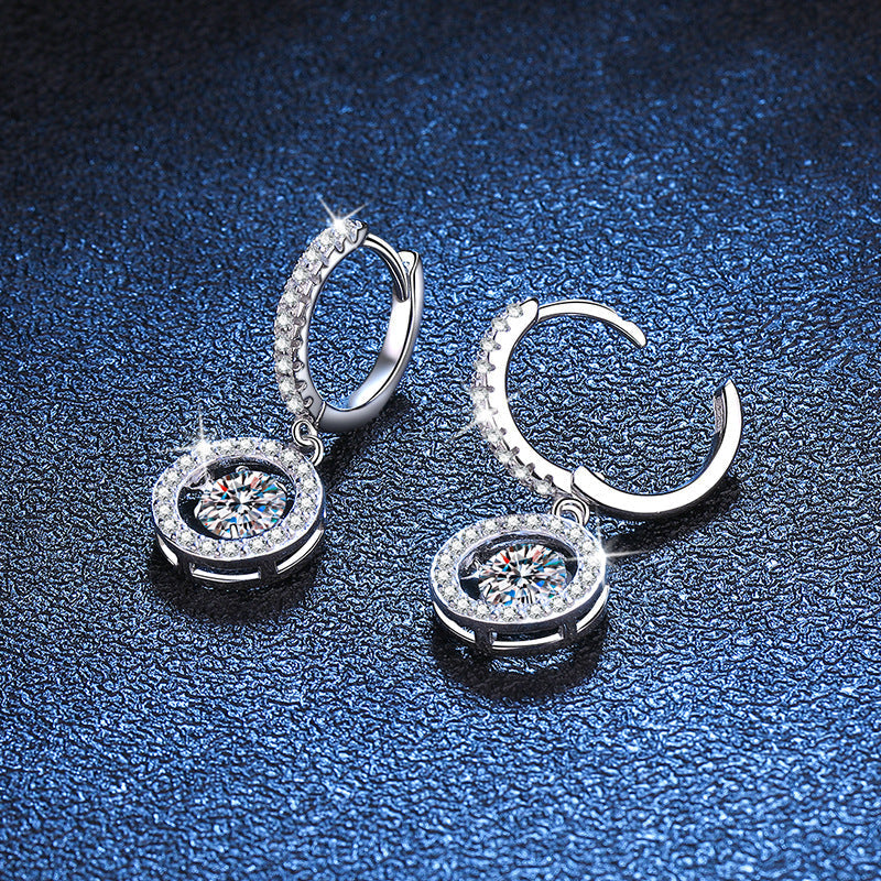 [Avelora]DANCING MOISSANITE HALO DROP HOOP EARRINGS